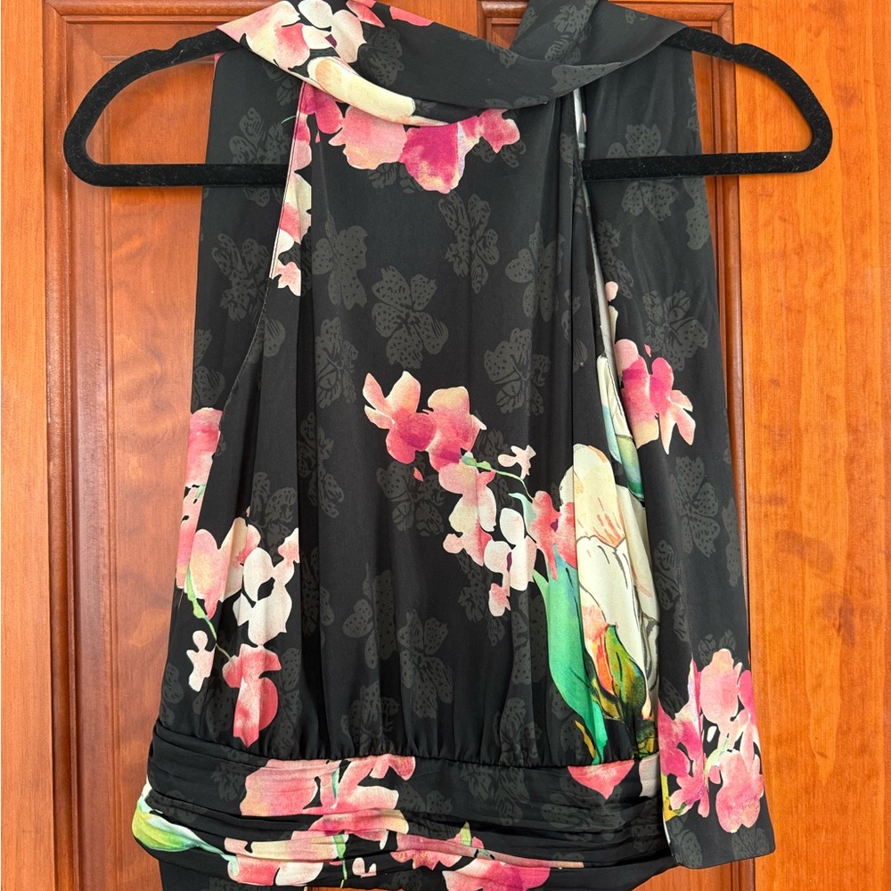 Floral Black and Pink Women's Halter Top